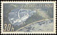 (1961-013) Марка Чехословакия "Советский ИСЗ над Землёй" , III Θ